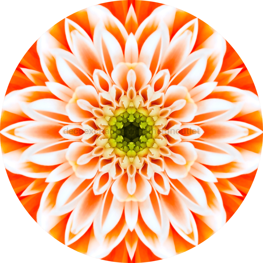 Geometric Flower Center Orange Decoe-W-Fc-0006 6 Wood