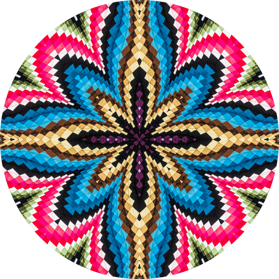 Geometric Flower Center Pink Brown And Blue Decoe-Fc-0002 6 metal