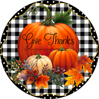Thumbnail for Wreath Sign, Give Thanks, Fall Pumpkin Sign, 10
