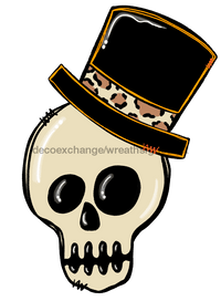 Thumbnail for Halloween Skeleton Head, wood sign, DECOE-W-011 wreath size wood, wood wreath sign, halloween