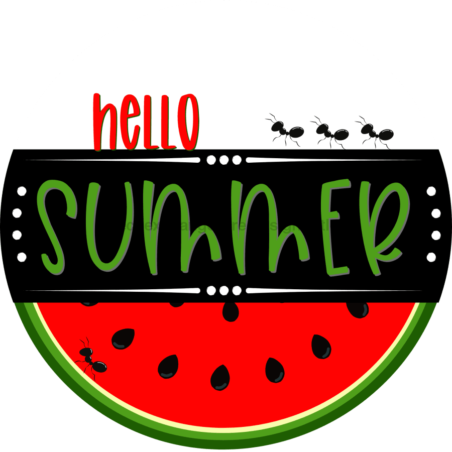 Hello Summer Watermelon Sign Decoe-4092-Dh 18 Wood Round