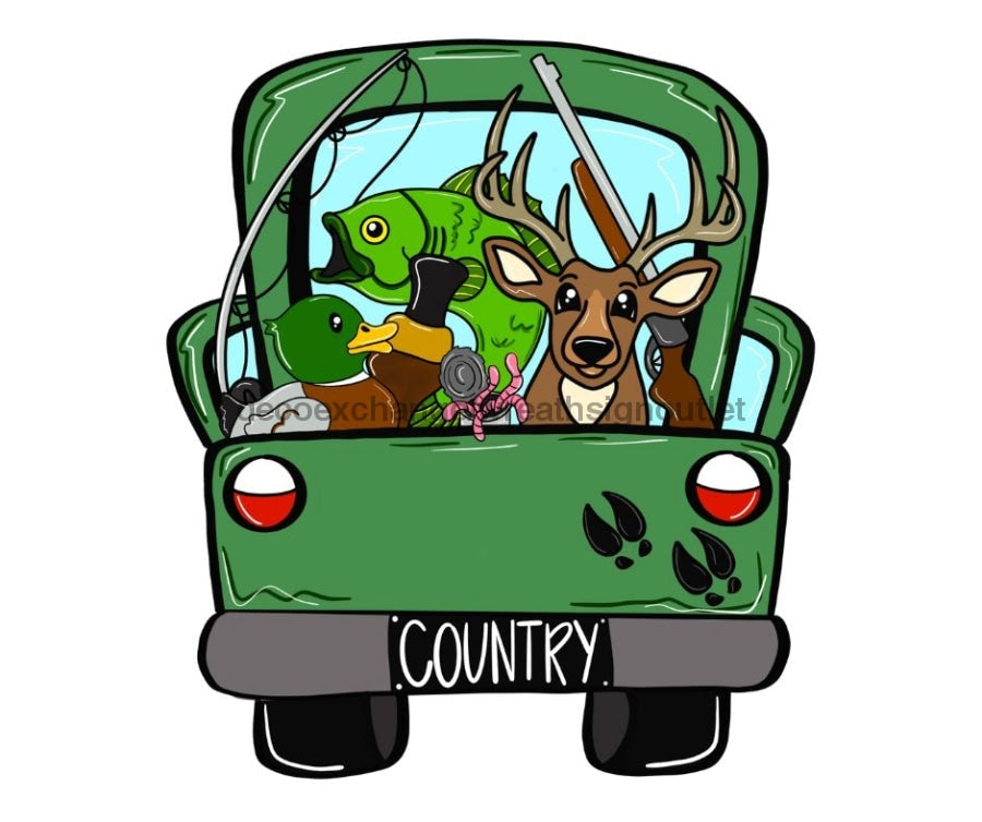 Hunting Sign, Fall Truck, Country Truck, Hunting Season, wood sign, CR-W-060 wood wreath sign, wreath size wood, fall