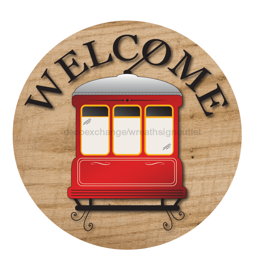 New Orleans Welcome Sign, Trolley Sign, DECOE-4066-DH, 18 Wood Round