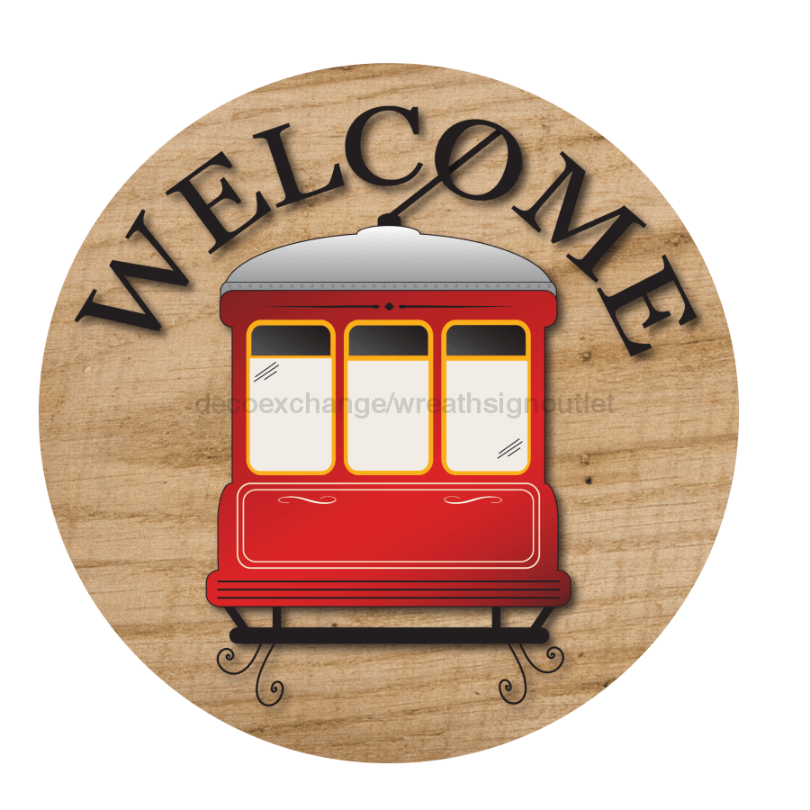 New Orleans Welcome Sign, Trolley Sign, VINYL-DECOE-4066, 10" Vinyl Decal Round