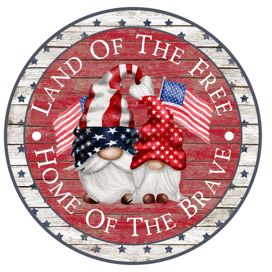 Patriotic Sign, Gnome Sign, Summer Sign, VINYL-DECOE-4061, 10" Vinyl Decal Round