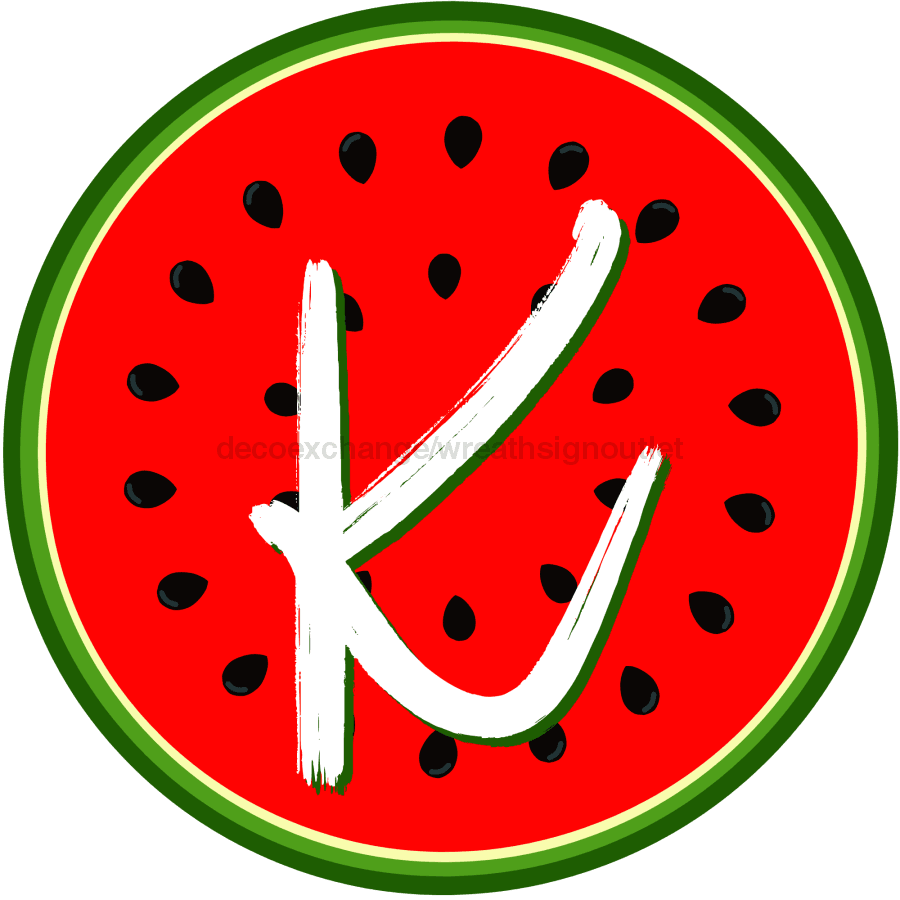 Personalized Watermelon Sign Initial Monogram Decoe-4086-Dh-Custom 18 Wood Round