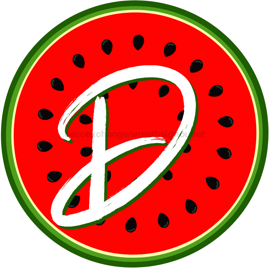 Personalized Watermelon Sign Initial Monogram Decoe-4086-Dh-Custom 18 Wood Round