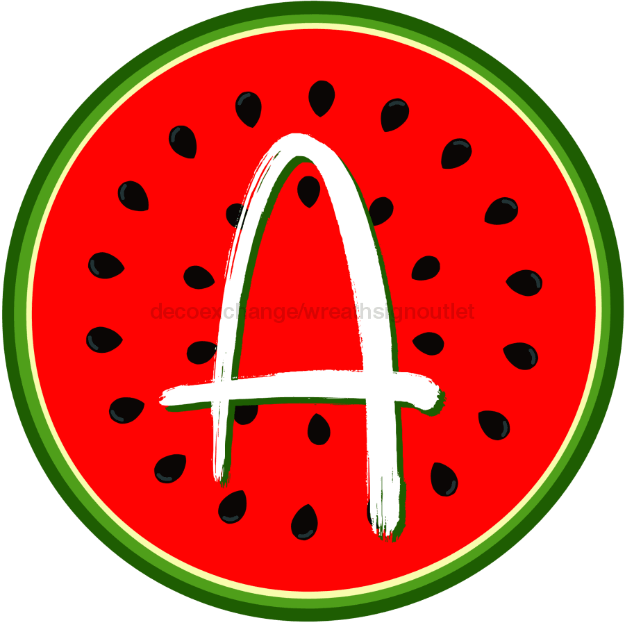 Personalized Watermelon Sign Initial Monogram Decoe-4086-Dh-Custom 18 Wood Round