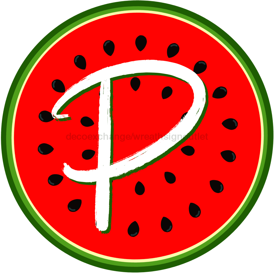 Personalized Watermelon Sign Initial Monogram Decoe-4086-Dh-Custom 18 Wood Round