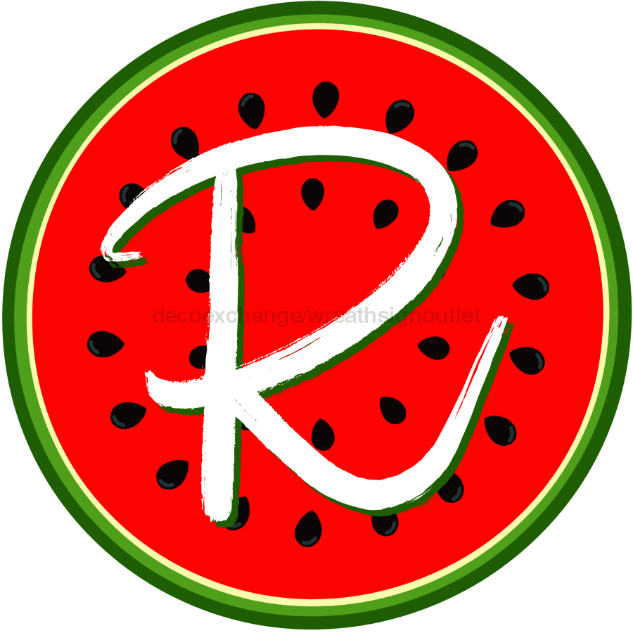 Personalized Watermelon Sign Initial Monogram Decoe-4086-Dh-Custom 18 Wood Round