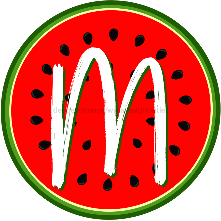 Personalized Watermelon Sign Initial Monogram Decoe-4086-Dh-Custom 18 Wood Round