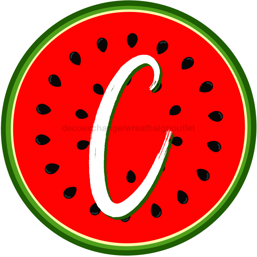 Personalized Watermelon Sign Initial Monogram Decoe-4086-Dh-Custom 18 Wood Round