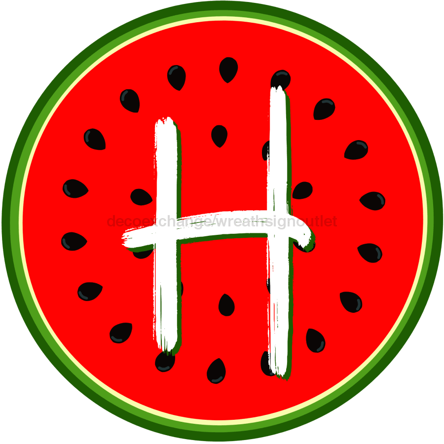 Personalized Watermelon Sign Initial Monogram Decoe-4086-Dh-Custom 18 Wood Round