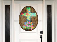 Thumbnail for Religious Easter Egg Sign Wood Sign Door Hanger Decoe-W-420 22
