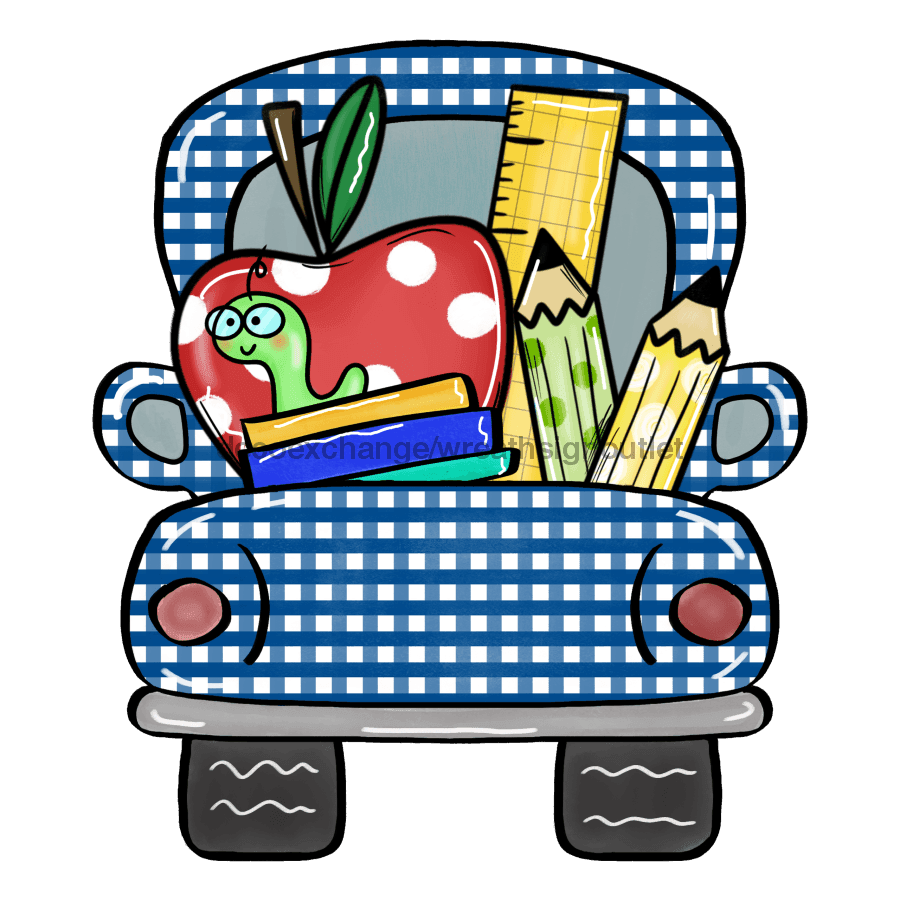 School Sign, Blue School Truck Sign, wood sign, DECOE-W-042 door hanger, occupational