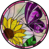Thumbnail for Stained Glass Sign, Butterfly Sign, DECOE-4038-DH, 18 Wood Round