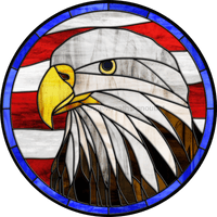 Thumbnail for Stained Glass Sign, Eagle Sign, Patriotic Sign, DECOE-4050-DH, 18 Wood Round