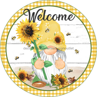 Thumbnail for Vinyl Decal, Sunflower Gnome, Welcome Sign, 10