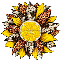 Thumbnail for Sunflower, Lemon Sunflower, Animal Print Flower, wood sign, DECOE-W-082 wreath size wood, wood wreath sign, summer, fall, every day, pet