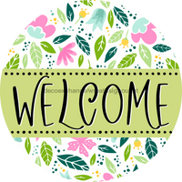 Thumbnail for Welcome Door Hanger Sign Floral Decoe-4134-Dh 18 Wood Round