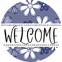 Thumbnail for Welcome Door Hanger Sign Floral Decoe-4140-Dh 18 Wood Round