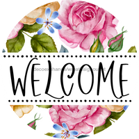 Thumbnail for Welcome Door Hanger Sign Floral Decoe-4141-Dh 18 Wood Round
