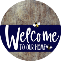 Thumbnail for Welcome To Our Home Sign Bee Navy Stripe Wood Grain Decoe-2950-Dh 18 Round