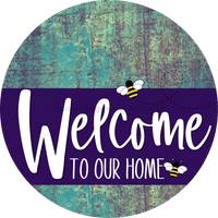 Thumbnail for Welcome To Our Home Sign Bee Purple Stripe Petina Look Decoe-3051-Dh 18 Wood Round