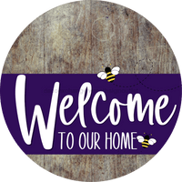 Thumbnail for Welcome To Our Home Sign Bee Purple Stripe Wood Grain Decoe-3050-Dh 18 Round