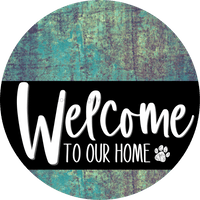 Thumbnail for Welcome To Our Home Sign Dog Black Stripe Petina Look Decoe-3844-Dh 18 Wood Round