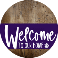 Thumbnail for Welcome To Our Home Sign Dog Purple Stripe Wood Grain Decoe-3810-Dh 18 Round