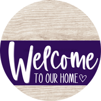 Thumbnail for Welcome To Our Home Sign Heart Purple Stripe White Wash Decoe-2880-Dh 18 Wood Round