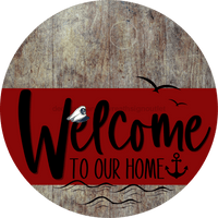 Thumbnail for Welcome To Our Home Sign Nautical Dark Red Stripe Wood Grain Decoe-3152-Dh 18 Round