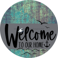Thumbnail for Welcome To Our Home Sign Nautical Gray Stripe Petina Look Decoe-3113-Dh 18 Wood Round