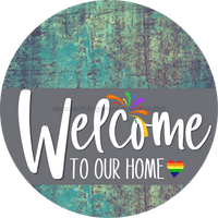 Thumbnail for Welcome To Our Home Sign Pride Gray Stripe Petina Look Decoe-3884-Dh 18 Wood Round