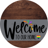 Thumbnail for Welcome To Our Home Sign Pride Gray Stripe Wood Grain Decoe-3871-Dh 18 Round