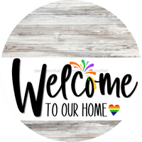 Thumbnail for Welcome To Our Home Sign Pride White Stripe Wash Decoe-3857-Dh 18 Wood Round