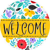 Thumbnail for Welcome Wreath Sign, Floral Wreath, DECOE-4133-A, 11.75 metal Round