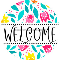Thumbnail for Welcome Wreath Sign, Floral Wreath, DECOE-4136-A, 11.75 metal Round