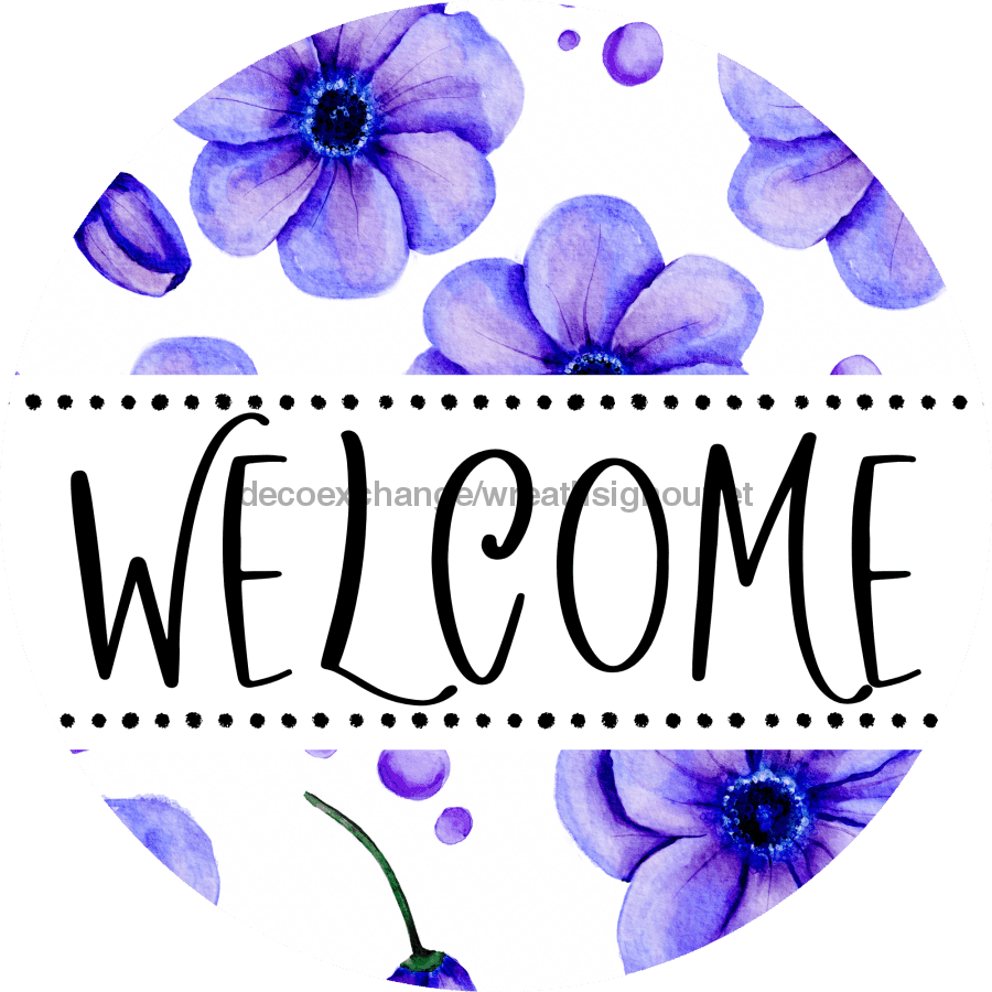 Welcome Wreath Sign, Floral Wreath, DECOE-4137-B, 8 metal Round