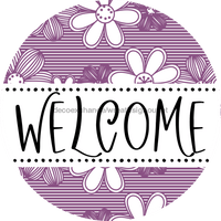 Thumbnail for Welcome Wreath Sign, Floral Wreath, DECOE-4142-A, 11.75 metal Round