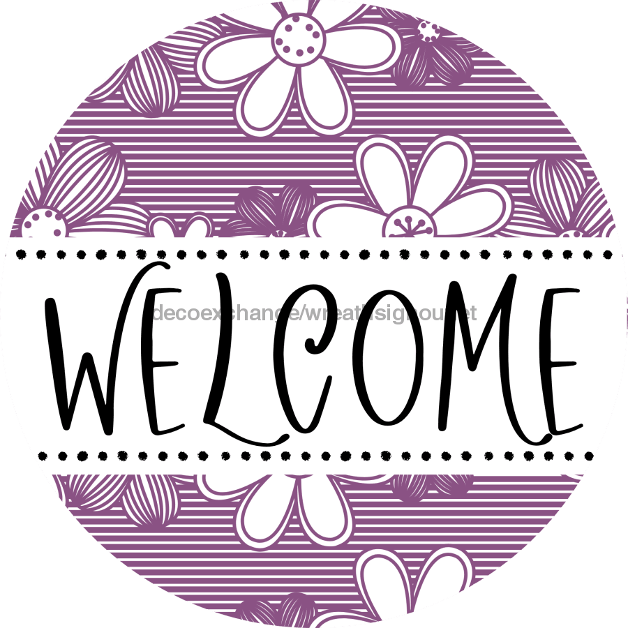 Welcome Wreath Sign, Floral Wreath, DECOE-4142-A, 11.75 metal Round