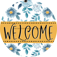 Thumbnail for Welcome Wreath Sign, Spring Floral Wreath, DECOE-4116-A, 11.75 metal Round