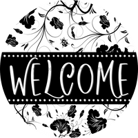 Thumbnail for Welcome Wreath Sign, Spring Floral Wreath, DECOE-4117-A, 11.75 metal Round