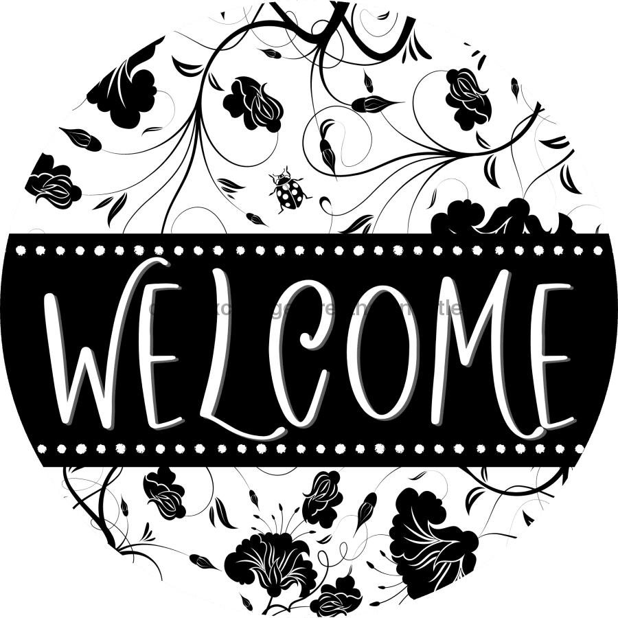 Welcome Wreath Sign, Spring Floral Wreath, DECOE-4117-B, 8 metal Round