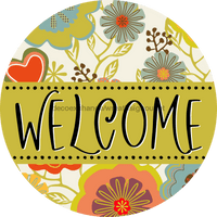 Thumbnail for Welcome Wreath Sign, Spring Floral Wreath, DECOE-4121-A, 11.75 metal Round