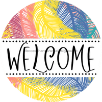 Thumbnail for Welcome Wreath Sign, Spring Floral Wreath, DECOE-4113, 10 vinyl Round