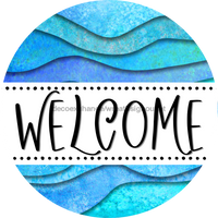 Thumbnail for Welcome Wreath Sign, Waves Wreath, DECOE-4127-A, 11.75 metal Round