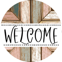 Thumbnail for Welcome Wreath Sign, Wood Stain Wreath, DECOE-4144, 10 vinyl Round