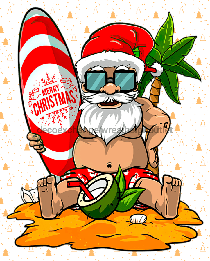 Wreath Sign, Beach Christmas, Christmas Sign, 8"x10" Metal Sign, DECOE-968, Sign For Wreath, DecoExchange - DecoExchange